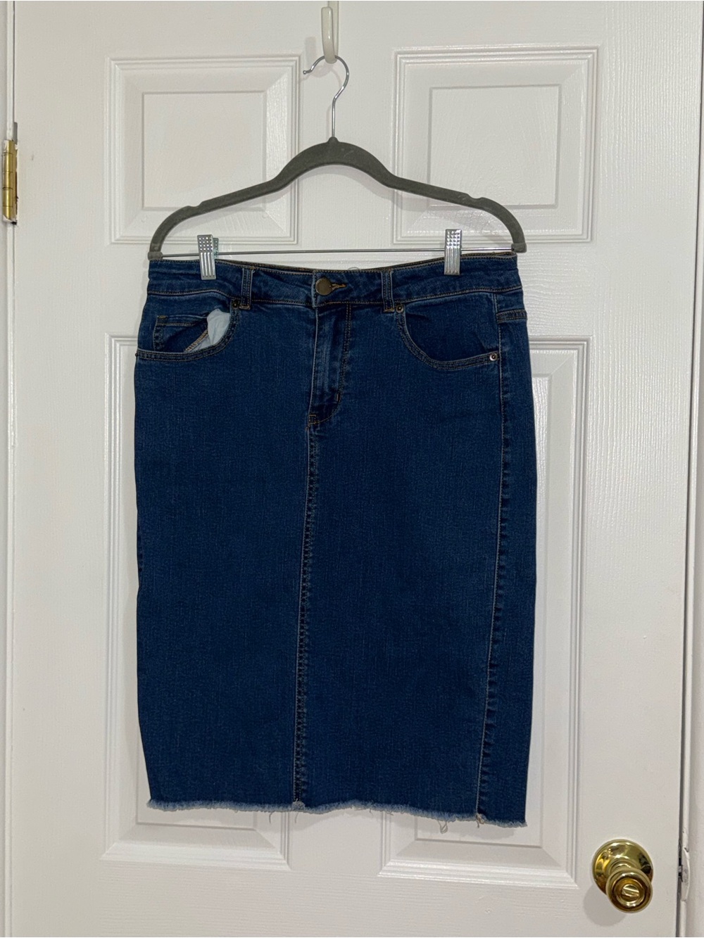 Forever 21 Dark Blue Denim Midi Skirt